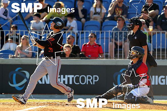 Taylor Kohlwey of the Canberra Cavalry PHOTO: James Worsfold / SMP IMAGES / Baseball Australia | Action from the Australian Baseball League 2019/20 Round 2 clash between the Perth Heat v Canberra Cavalry played at Perth Harley-Davidson ballpark, Pert