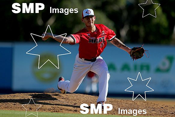 Josh Rawlinson of the Perth Heat  PHOTO: James Worsfold / SMP IMAGES / Baseball Australia | Action from the Australian Baseball League 2019/20 Round 2 clash between the Perth Heat v Canberra Cavalry played at Perth Harley-Davidson ballpark, Perth, We