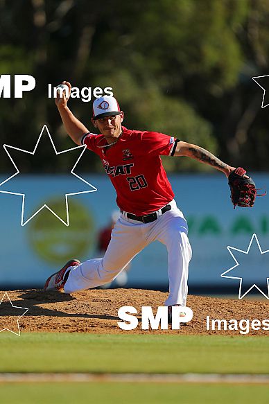 Josh Rawlinson of the Perth Heat  PHOTO: James Worsfold / SMP IMAGES / Baseball Australia | Action from the Australian Baseball League 2019/20 Round 2 clash between the Perth Heat v Canberra Cavalry played at Perth Harley-Davidson ballpark, Perth, We