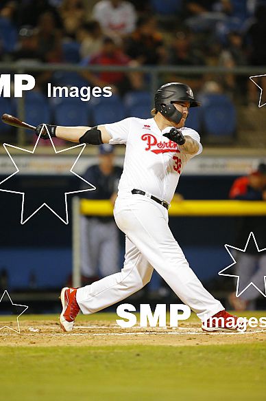 Jake Bowey of the Perth Heat during the Australian Baseball League 2020 / 2021 Round 7 between the Perth Heat V Adelaide Giants at Empire Ballpark 25 January 2021. Photo: James Worsfold SMP Images / ABL Media. This image is for editorial use only. An