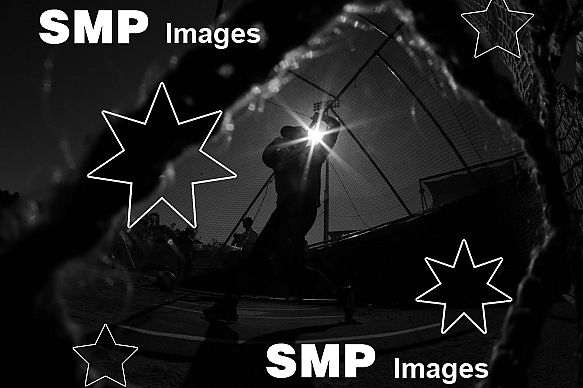 Players from the Perth Heat warm up during batting practice before the game PHOTO: James Worsfold / SMP IMAGES / Baseball Australia | Action from the Australian Baseball League 2019/20 Round 2 clash between the Perth Heat v Canberra Cavalry played at