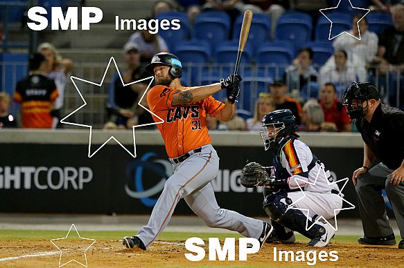 Jerrick Suiter of the Canberra Cavalry PHOTO: James Worsfold / SMP IMAGES / Baseball Australia | Action from the Australian Baseball League 2019/20 Round 2 clash between the Perth Heat v Canberra Cavalry played at Perth Harley-Davidson ballpark, Pert