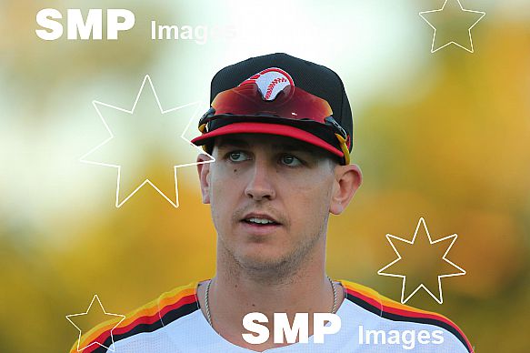 pre game entrances and anthem PHOTO: James Worsfold / SMP IMAGES / Baseball Australia | Action from the Australian Baseball League 2019/20 Round 2 clash between the Perth Heat v Canberra Cavalry played at Perth Harley-Davidson ballpark, Perth, Wester