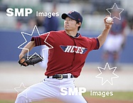 Melbourne Aces Pitcher Masumi Hoshino, in action during game 1 Round 5 , Melbourne Aces verses Sydney Bluesox.