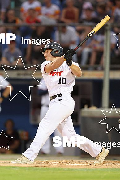 Alex Hall of the Perth Heat Action from the ABL Semi Finals 2023. Played between the Perth Heat and Adelaide Giants at Empire Ballpark, Perth Photo Credit Must read - James Worsfold, SMP Images / ABL Media