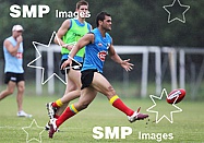 Karmichael Hunt in action during his first official training session for the Gold Coast Football Club at Carrara Stadium.AFL Training , Gold Coast , Queensland ,  Australia . Wednesday 2 June 2010 . Photo: Â© JASON O'BRIEN / SMP IMAGES