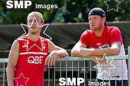 Kieren Jack of the Sydney Swans and Sam Groth of Australia training with the Sydney Swans